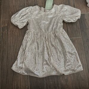 Silver Ruffled Tiered Knee-Length Sundress